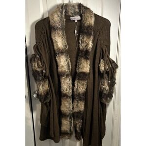 Pretty Angel Sweater Cardigan Duster L/XL boho Whimsygoth Y2K Linen, Wool
